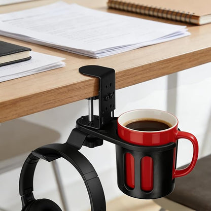 MYITYARD Desk Cup Holder Clamp, 2 in 1 Anti-Spill Clip On Table Cup Holder - Image 8