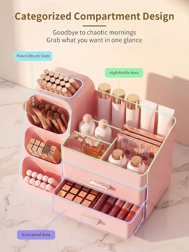 Booklov Makeup Organizer for Vanity, Large Capacity Cosmetic Display Case - Image 3