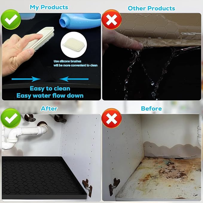Under Sink Mat, Silicone Waterproof Under Sink Liner, Sink Cabinet Organizer - Image 5