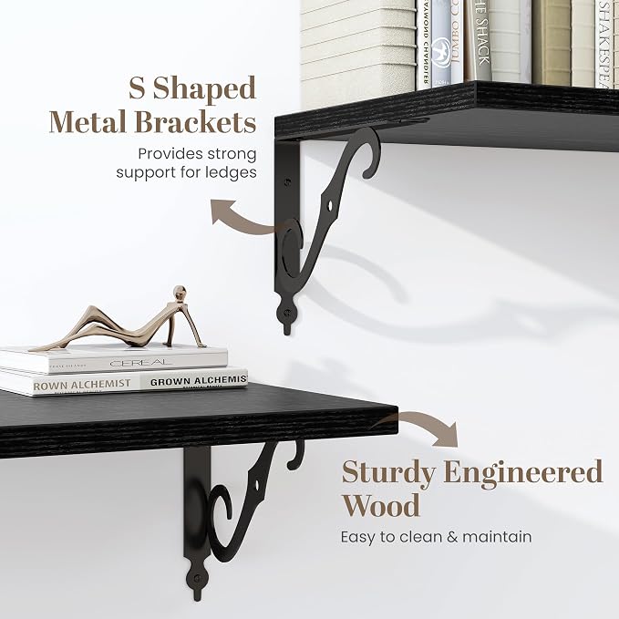 36 Inches Floating Shelves, Rustic Long Wall Shelves, 12 Inch Deep Book Shelf - Image 4