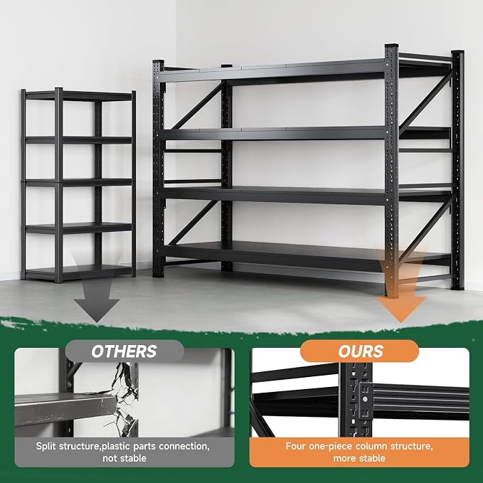 Letaya 68" W Storage Shelves Heavy Duty, 7000LBS Garage Shelving Units - Image 9