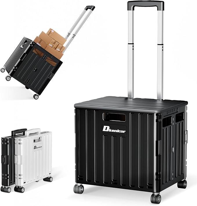 Folding Utility Cart, Portable Rolling Crate Handcart Collapsible Shopping by Dkenicor