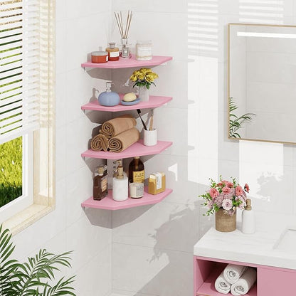 Corner Shelf Wall Mount, Wood Hanging Storage Shelving - Image 2