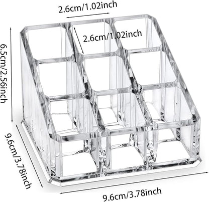 Clear Acrylic Lipstick Lip Gloss Organizer 9 Slots Small Comestic Display Holder - Image 2