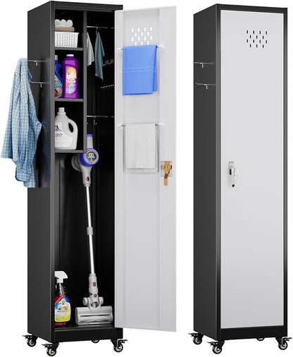 72''H Metal Broom Closet Storage Cabinet by METALYEYE
