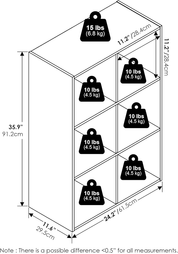 Furinno PELLI Book Shelf, 3x2 Bookshelf, Cube Storage Organizer Cabinet - Image 3