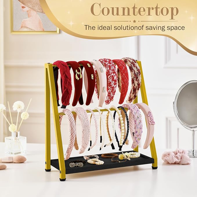 Headband Holder Organizer Metal 2-Tier Display Stand - Image 2