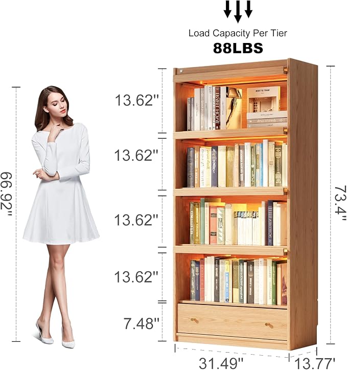 74"H Tall Soild wood Bookcase - Image 2