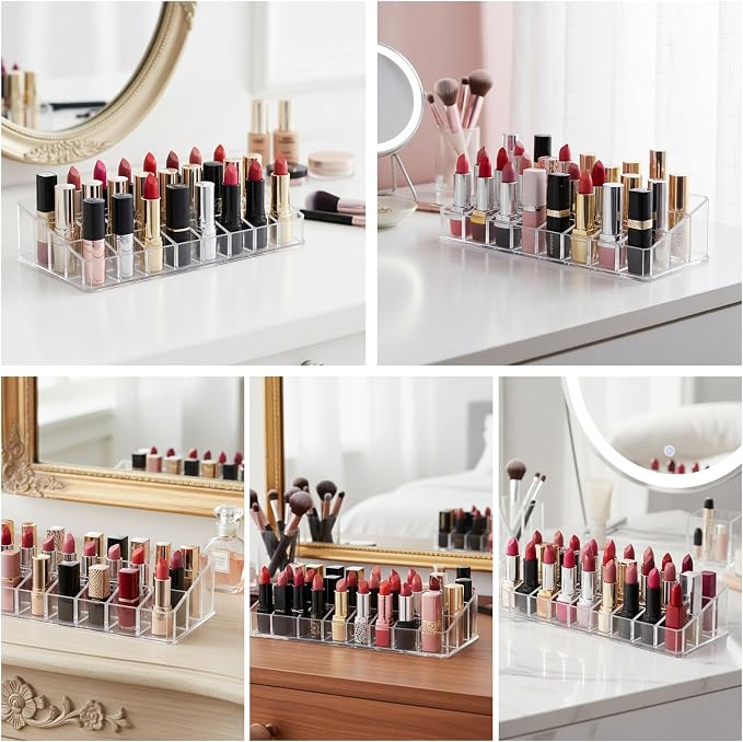 3-Pack Acrylic Lipstick Organizer – 72 Slot Clear Makeup Storage Display - Image 6