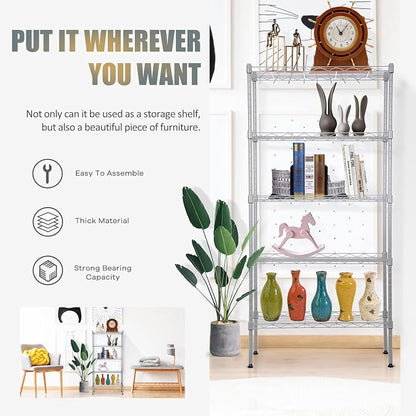 NChanmar 5-Tier Wire Shelving Unit Storage Shelves Metal Shelves 48"x21"x12" - Image 6