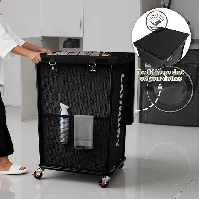 Laundry Hamper with Wheels and Lid, 150L Heavy Duty Rolling Laundry Basket - Image 7