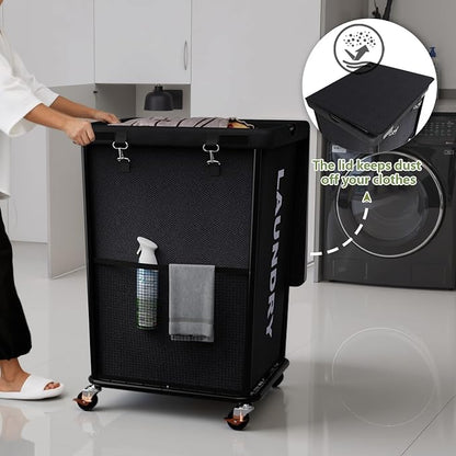Laundry Hamper with Wheels and Lid, 150L Heavy Duty Rolling Laundry Basket - Image 7