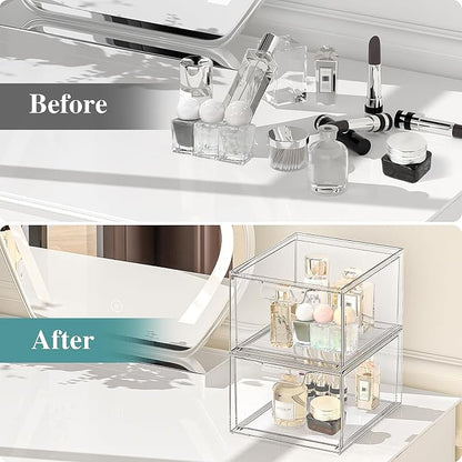 2 Pack Stackable Acrylic Makeup Organizer, Jewelry and Home Storage - Image 5