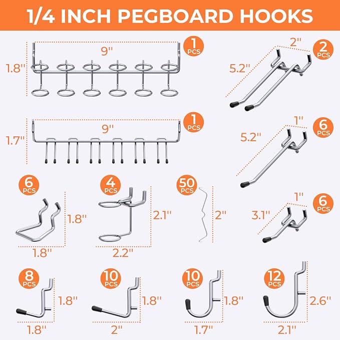 INCLY 70PCS Pegboard Wall Organizer, Garage Tool Storage, Workbench Organization - Image 4