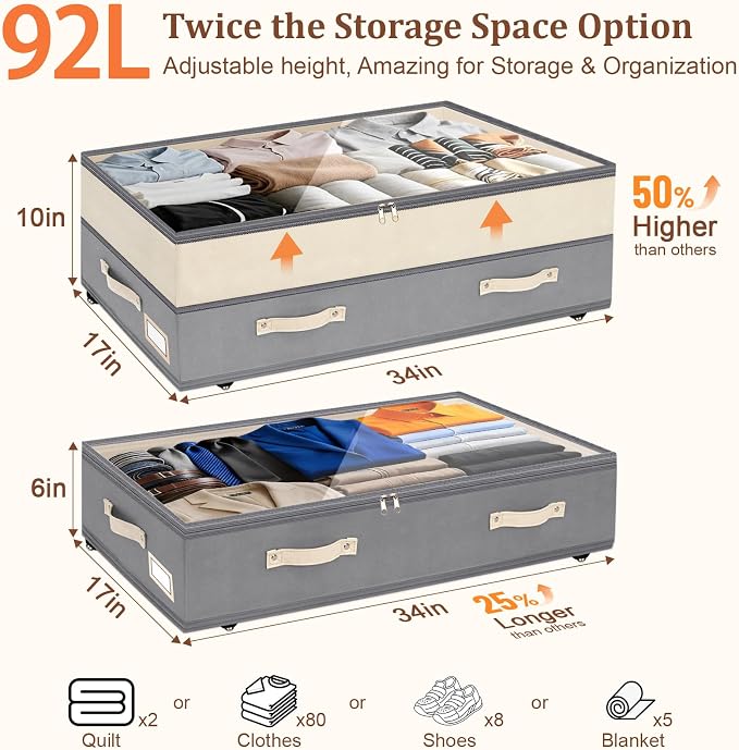 Dolicer 4 Pack Under Bed Storage - Image 3