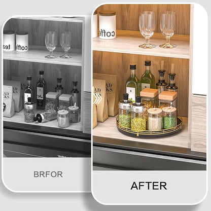 12" Oak Wood Lazy Susan Organizer, Lazy Susan - Image 3