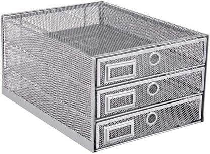 Annova Desk Organizer Wire Mesh 3 Tier Sliding Drawers Paper by LivingNecessities