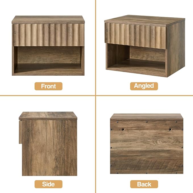 Floating Nightstand with Fluted Drawer - Image 8