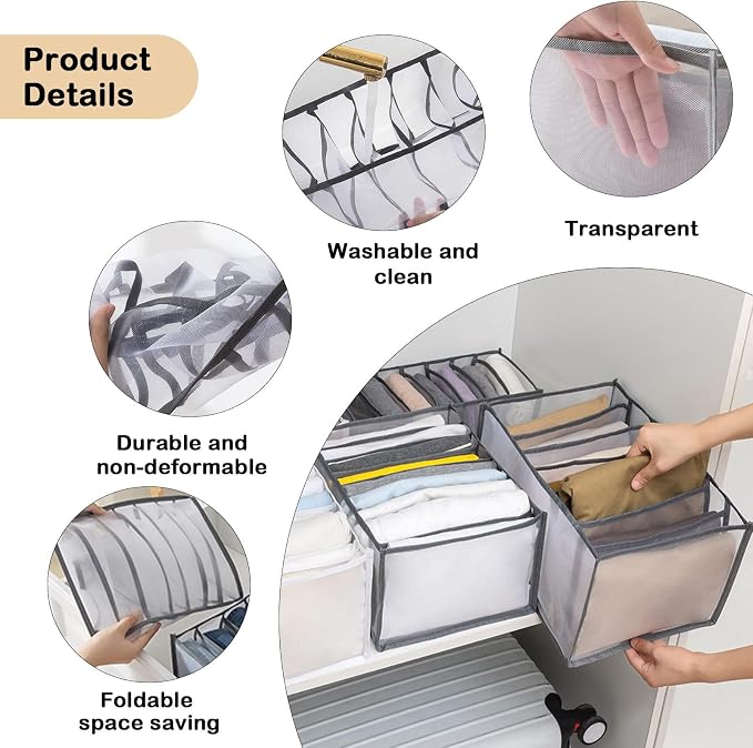 7 Grids Washable Wardrobe Clothes Organizer, Clothing Storage Bins, Drawer - Image 6
