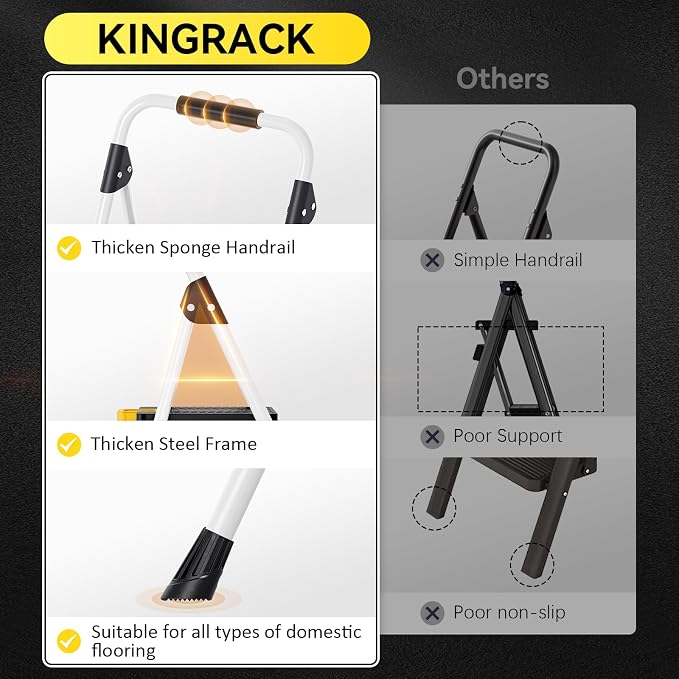 KINGRACK 4 Step Folding Ladder, 800lbs Capacity Step Stool - Image 5
