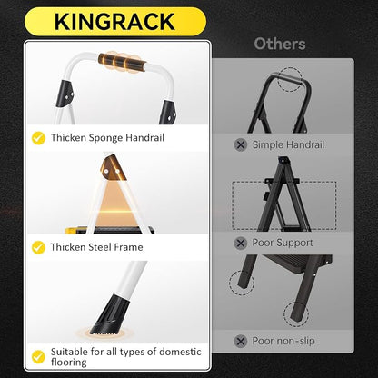 KINGRACK 4 Step Folding Ladder, 800lbs Capacity Step Stool - Image 5