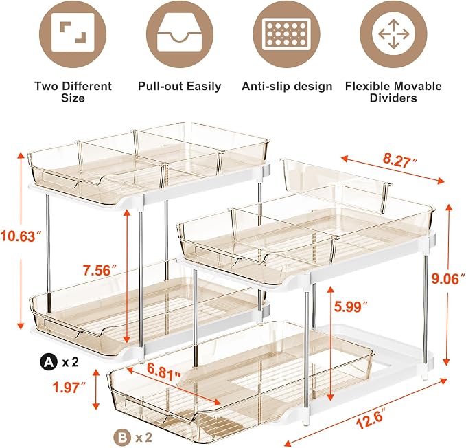 Delamu 2-Tier Multi-Purpose Bathroom Under Sink Organizers and Storage - Image 2