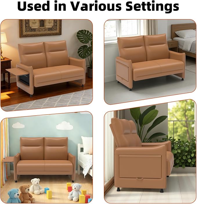 Faux Leather Loveseat, Upholstered Loveseat - Image 9