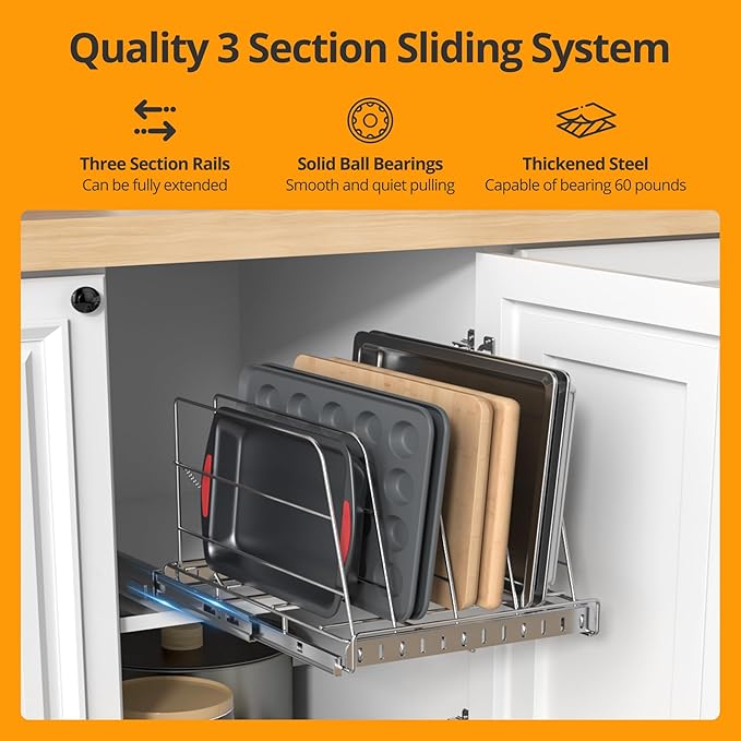 Pull Out Cabinet Organizer for Cutting Board, Cookie Sheet, Baking Sheet - Image 2