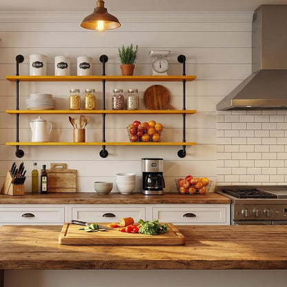HDDFER Floating Shelves for Wall Bookshelf Industrial Pipe Shelving Shelves - Image 7
