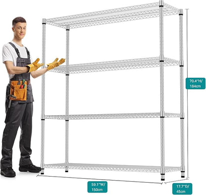 4 Tiers Shelf 2640 lbs Steel Storage Shelving Utility Shelving Unit Steel - Image 3
