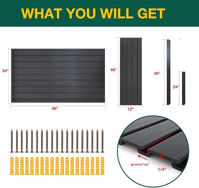 Yuzzy Slat Wall Paneling 2 x 4ft, Garage Slatwall Panel Wall Storage Systems - Image 3