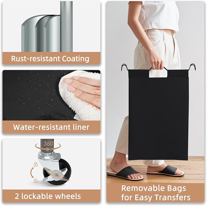 STORAGE MANIAC 5 Section Laundry Sorter, 5 Bins Rolling Separator Laundry Basket - Image 3