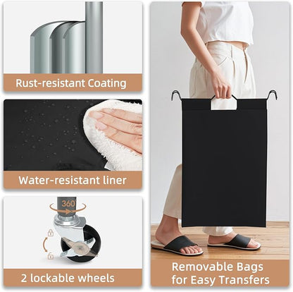 STORAGE MANIAC 5 Section Laundry Sorter, 5 Bins Rolling Separator Laundry Basket - Image 3