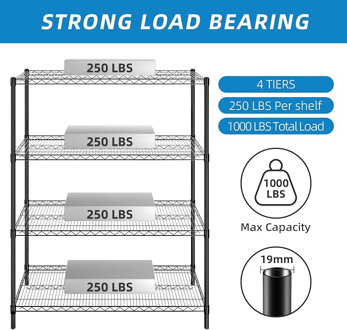 Guan River 4-Shelf Heavy Duty Wire Shelving, Metal Shelf, Sturdy and Durable - Image 3