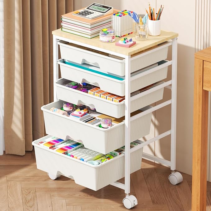 Goovilla Rolling Cart with 5 Drawers by Goovilla