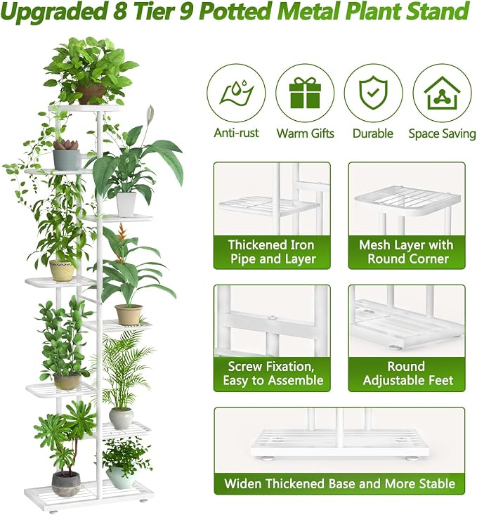 Corner Plant Stand Indoor 8 Tier 9 Potted - Image 2