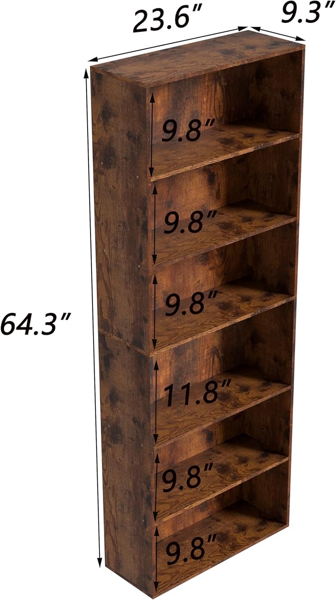 6 Tier Book Shelf，Wooden 6 Cube Storage Organizer, Low Bookcase Storage Display - Image 3