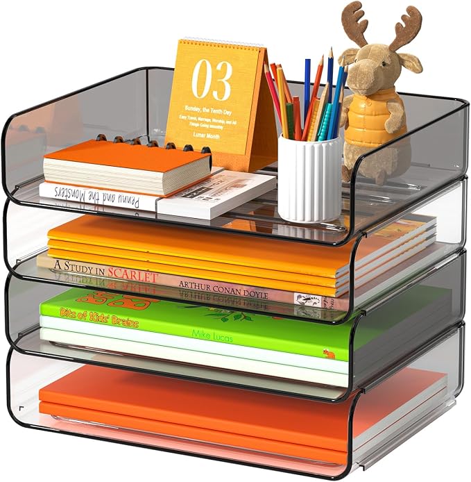FANXIYQ 4-Tier Acrylic Paper Tray Organizer, Tool-Free Design by FANXIYQ