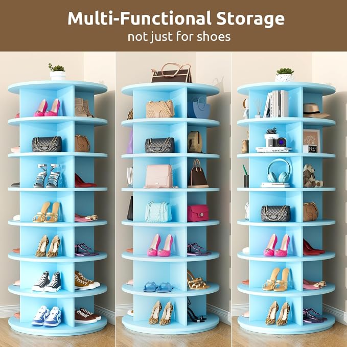 Rotating Shoe Rack 7 Tier Spinning Shoes Organizer Tower - Image 6