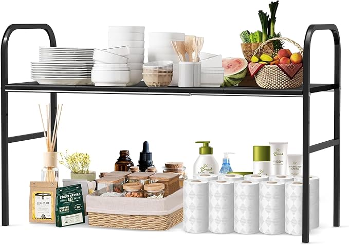 Expandable 2-Tier Under Sink Organizer, 8 Removable Plastic Boards, Tool-Free by HADWER