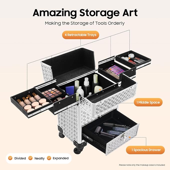 Professional Rolling Makeup Train Case - Image 3