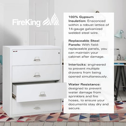 FireKing Fireproof Lateral File Cabinet, Arctic White, Made in USA - Image 6