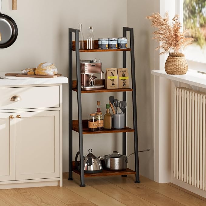 Furologee 4 Tier Ladder Shelf, Small Bookshelf - Image 8