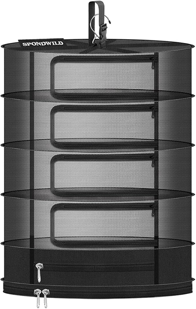 Herb Drying Rack Hanging Mesh, 1ft Diameter 5 Layer Plant Drying Rack by SPONDWILD