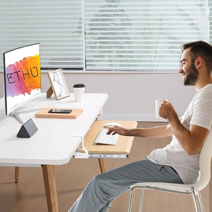 ETHU Keyboard Tray Under Desk, 19.7" X 12.2" Small Size C Clamp Keyboard Drawer - Image 7
