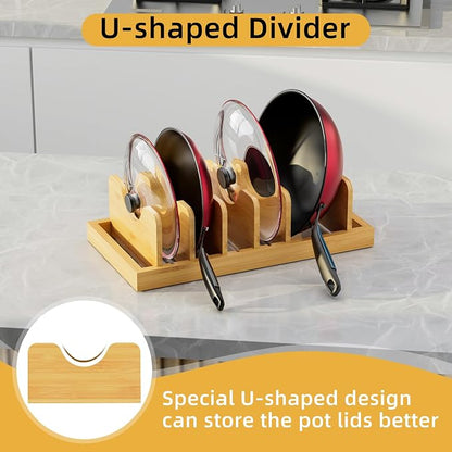 Bamboo Pot Lid Organizer Pot Lid Holder, Pot and Pan Organizer Drawer Organizer - Image 6