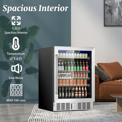 Beverage Refrigerator Cooler, 182 Can Mini Fridge Glass Door - Image 4