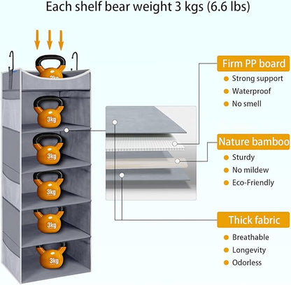 5-Shelf Hanging Closet Organizer and Storage - Image 3