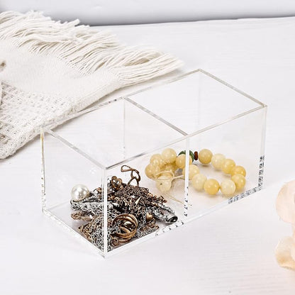 Acrylic Drawer Organizer, Dedoot Clear 2 Compartment 2 Section Makeup Organizer - Image 5
