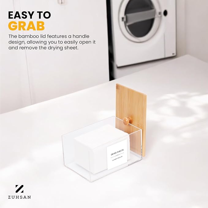 Dryer Sheet Holder with 30 waterproof Labels, Acrylic made tissue box holder - Image 7